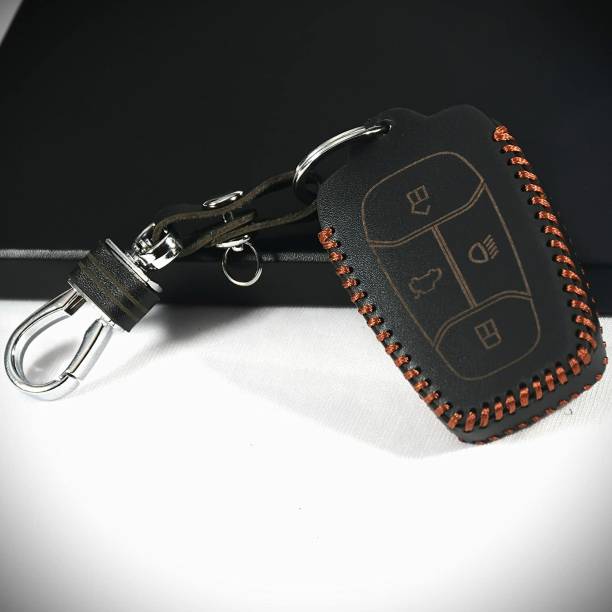Udaun Leather Car Key Cover Compatible for Tata Punch, Altroz, Harrier, Tigor, Bolt Key Chain