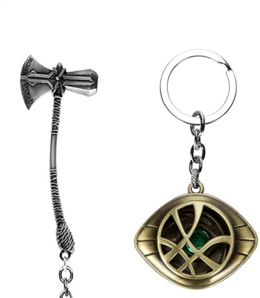 AG MOTO Metal Thor Axe Keychain & Golden Doctor strange eye of agamotto Key Chain Key Chain