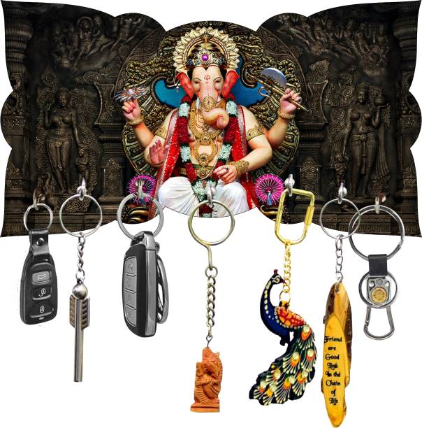 DivineCrafts Ganesh Ji Wood Key Holder