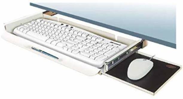 Akmosys Metal Keyboard Drawer Tray with Mouse Tray (White) Keyboard Tray