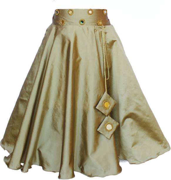 MVD Fashion Self Design Girls Wrap Around Gold Skirt