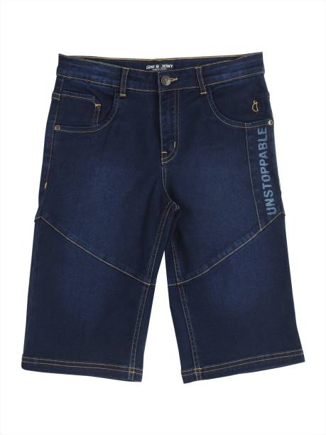 GINI & JONY Short For Boys Casual Solid Cotton Blend