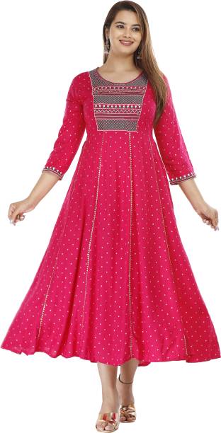 Women Embroidered Viscose Rayon Anarkali Kurta Price in India