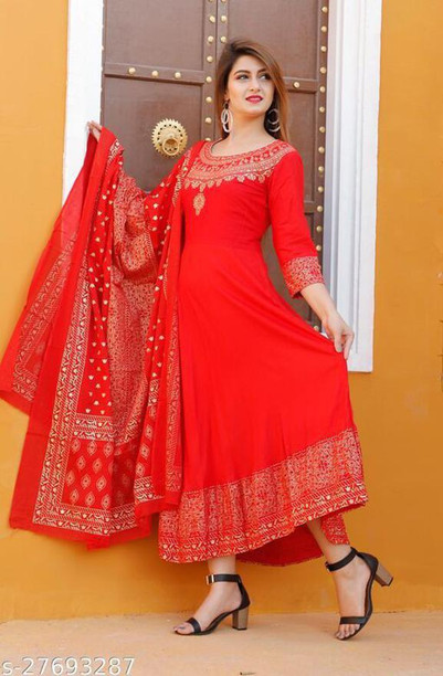 red colour designer kurti