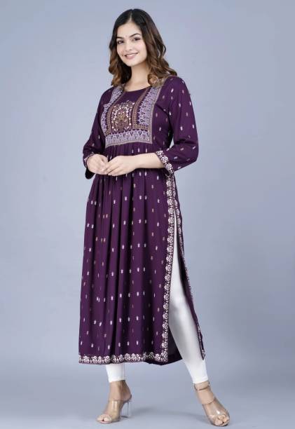 Women Floral Print Viscose Rayon Ethnic Dress Price in India