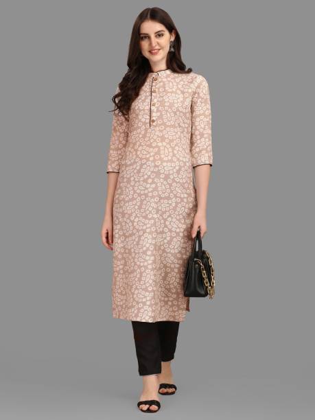 Women Floral Print Cotton Blend Straight Kurta Price in India