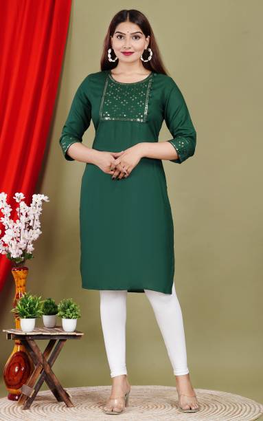 Women Embroidered Viscose Rayon A-line Kurta Price in India
