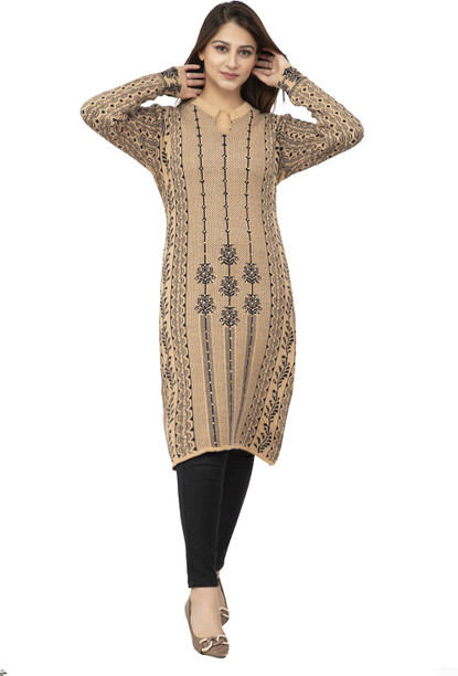 Buy 3 PC KNITTED KURTI SET WITH SHAWL Online in India