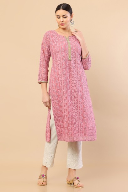 Buy online Red Round Neck Straight Kurta from Kurta Kurtis for Women by Soch  for ₹1009 at 44% off | 2023 Limeroad.com