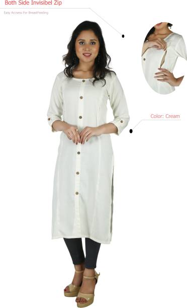 Women Solid Cotton Rayon A-line Kurta Price in India