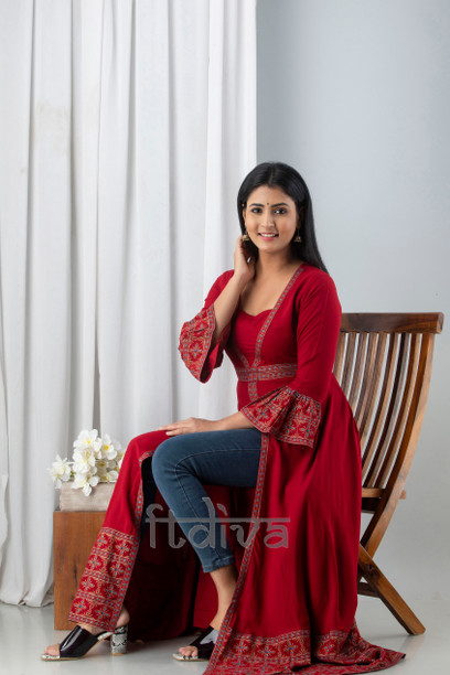 western kurti front open