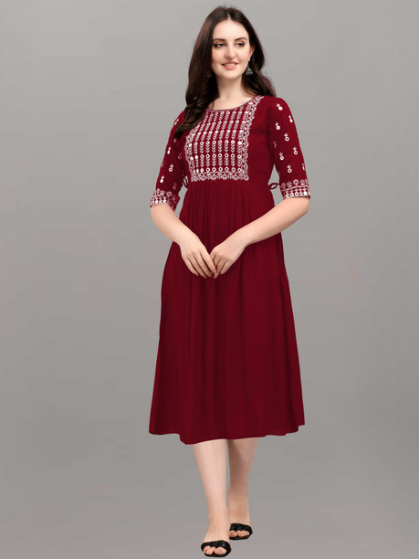 maroon colour plain kurti
