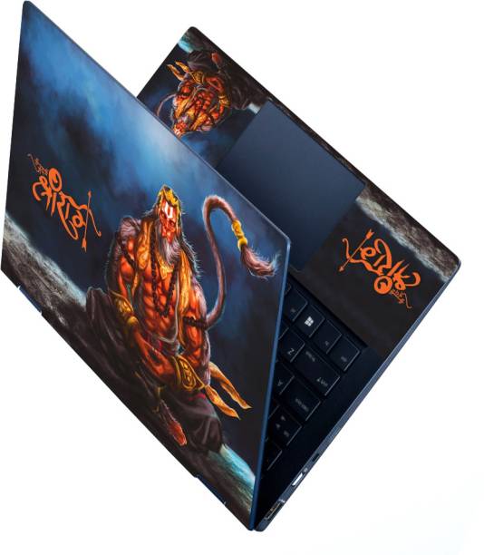 Full Panel Laptop Skin Decal Sticker Fits Size Upto 15.6 inches - Jai Shree Ram Hanuman Self Adhesive Vinyl Laptop Decal 15.6