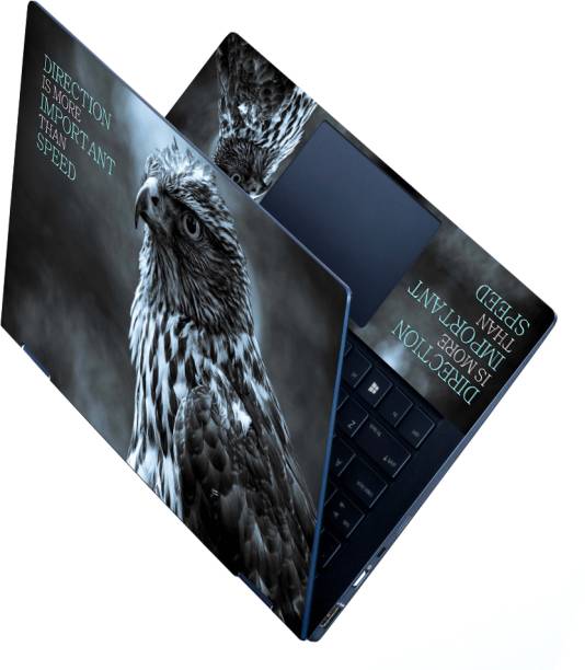 Anweshas Full Panel Laptop Skin For 15.6 inches Laptop -Black & White Eagle Quotes Stretchable Vinyl - Easily Cover Corners Laptop Decal 15