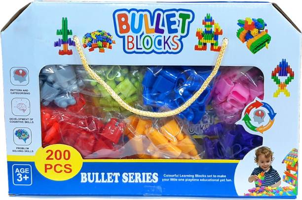 Poktum Fun and Learning Educational Creative Toy Set | Multicolor-200pcs Bullets Blocks