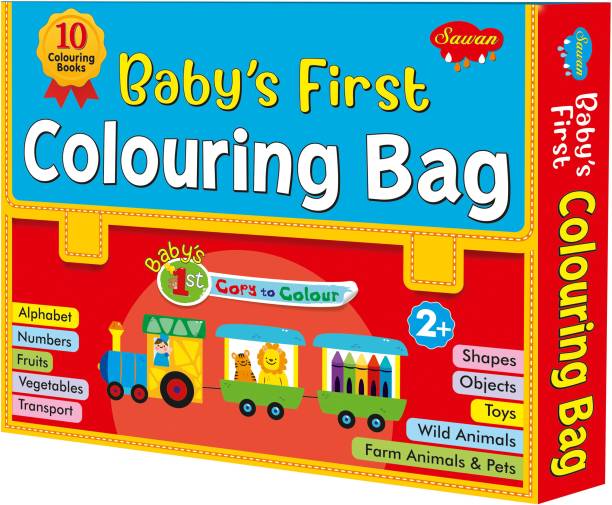 GO WOO Baby First Colouring Bag Of 10 Colouring Books | Gift Set For Kids