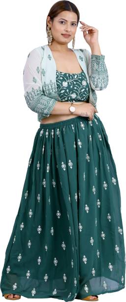Embroidered Stitched Lehenga with Jacket Price in India