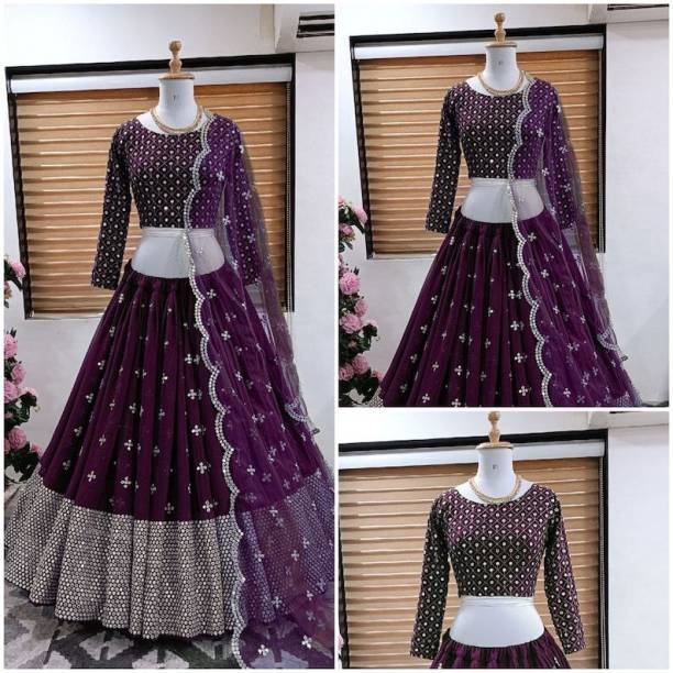 Embroidered Semi Stitched Lehenga Choli Price in India