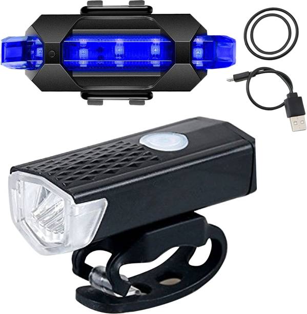 Manogyam Bicycle Light USB LED Rechargeable Bike Front Back Headlight Lamp Flashlight LED Front Rear Light Combo