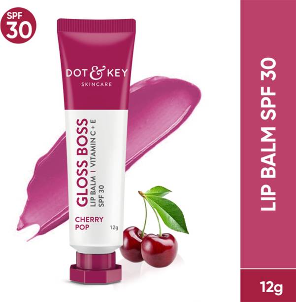 Dot & Key Gloss Boss Tinted Lip Balm SPF 30 I Vitamin C + E for Dark Lips, 12g-Cherry Pop Fruity