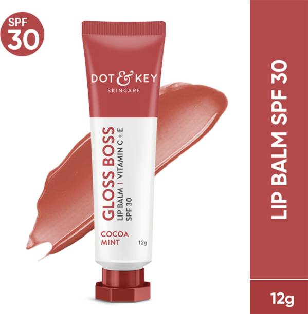 Dot & Key Gloss Boss Tinted Lip Balm SPF 30 I Vitamin C + E for Dark Lips, 12g-Cocoa Mint Cocoa, Minty