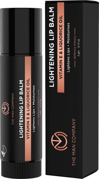THE MAN COMPANY Lightening Lip Balm | Vitamin E, Liquorice & Coconut Oil | Provides Lip Care to Dry, Chapped & Dark Lips | Moisturizes, Nourishes, Softens Lips - 4gm Liquorice Oil