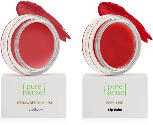 PureSense Lip Balm Combo For Dry, Damaged & Chapped Lips Peach Pie & Strawberry