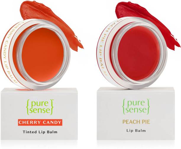 PureSense Lip Balm Combo For Dry, Damaged & Chapped Lips Cherry Candy + Peach Pie