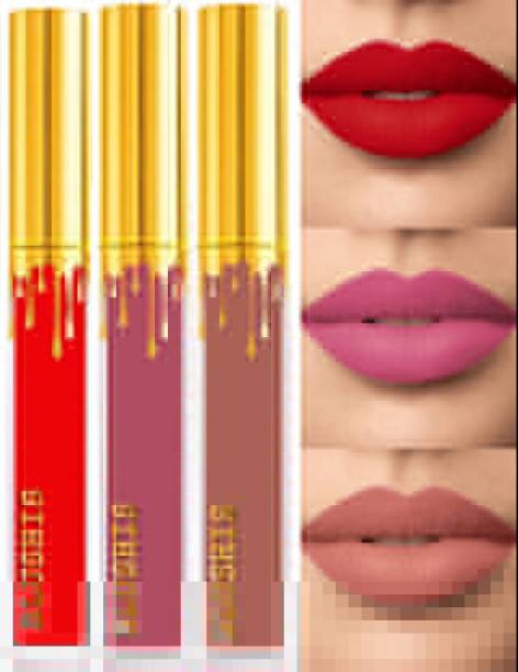 BLUSHIS Non Transfer Professionally Longlasting Liquid Lipstick Combo Set Of 3 pc