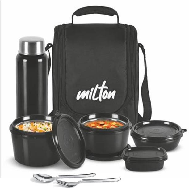 MILTON Pro Lunch Box (3 Containers, 1 Chutney Dabba, 1 Bottle, Spoon