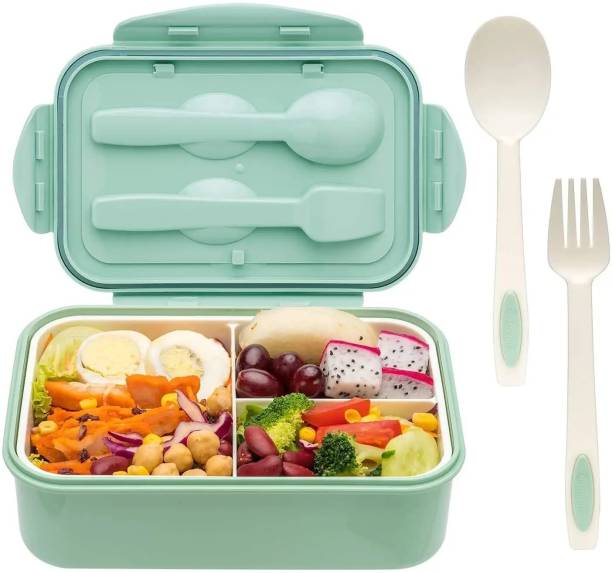 ESSPY Leak Proof & Durable lunch box Microwave & Freezer Safe with spoon 3 Containers Lunch Box