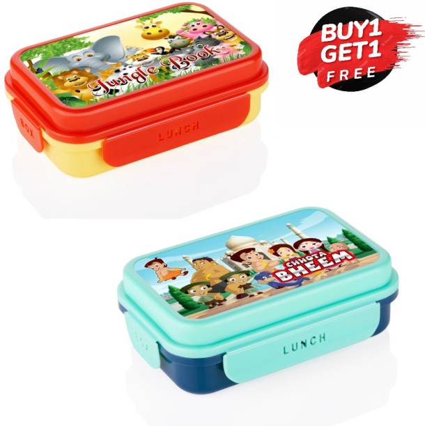 Flyvill chota bheem Kids Lunch Box Plastic Tiffin Box for Boys (pack of 2) 3 Containers Lunch Box