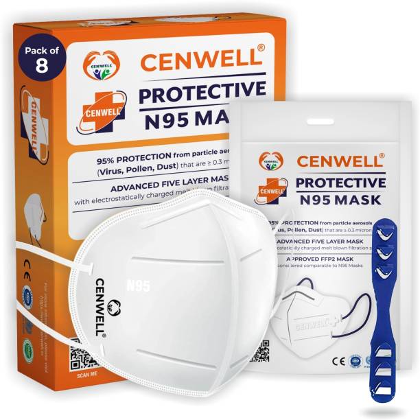 CENWELL 8 Pcs N95 5 Layer BIS Certified Mask with Head-Band Converter for Men , Women N95 BREATHABLE Water Resistant