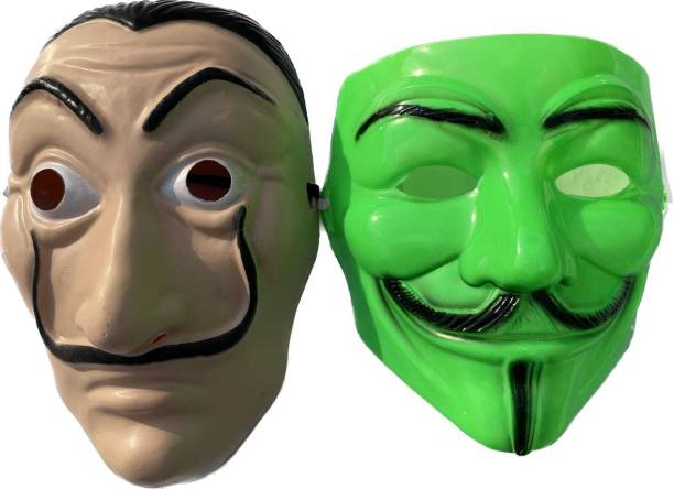 aaru singh 2 special combo pack money heist with green vendetta face mask Decorative Mask