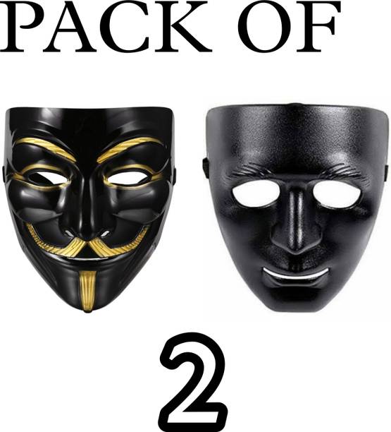 yubirth Fighting games Black ven V's Black stone man solid party Mask pack of 2 Decorative Mask