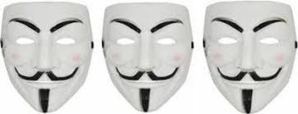 yubirth v for vendetta solid stylish party mask pack of 3 Decorative Mask
