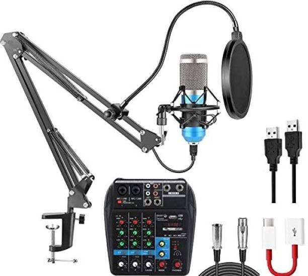 TechBlaze Microphone Kit with Volume Mixer Studio Recording Kit with BM800, Arm Stand, Filter, Shock Mount for Recording, Broadcasting ,Live Streaming