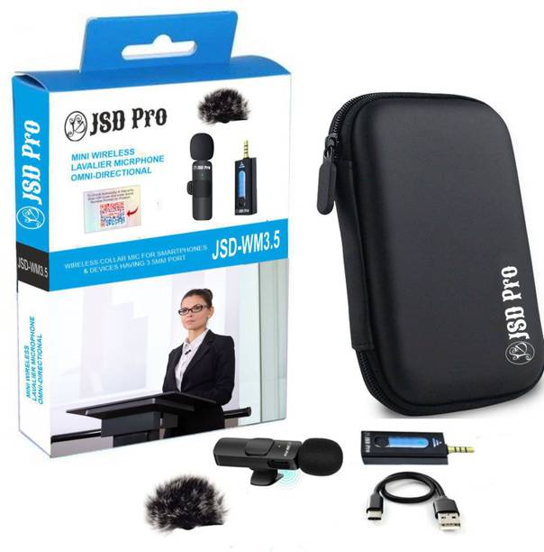 JSD PRO JSD-WM3.5FR -60ft Range- With 3.5MM Connector Smartphone,Dslr & PC Mini Wireless Microphone