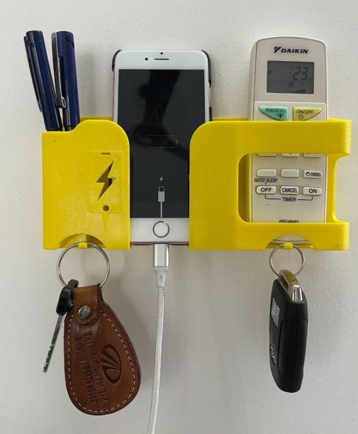 GEOCARTER Multi-Purpose Wall Mount Smartphone holder. AC TV Remote and Key Chain Hanging Mobile Holder