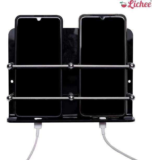 LICHEE Black Double Mobile Holder Stand for Phone Charging,Remote Holding Mobile Holder Mobile Holder