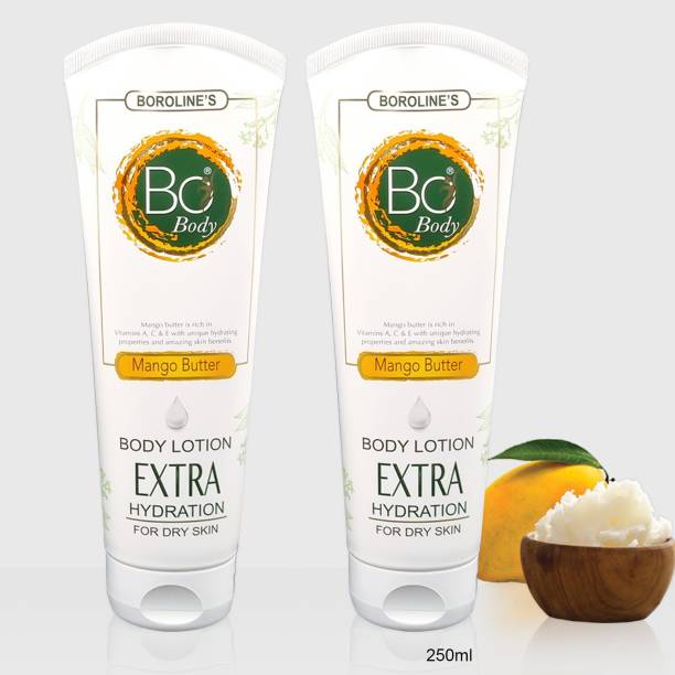 BOROLINE Bo Body Lotion (250 ml X 2) Dry Skin Moisturizer, Enriched With Mango Butter