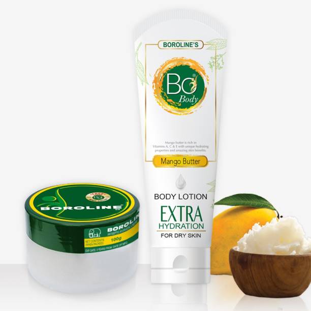 BOROLINE Bo Body Lotion 100 ml Mango Butter Moisturizer + Antiseptic Cream 100 gm
