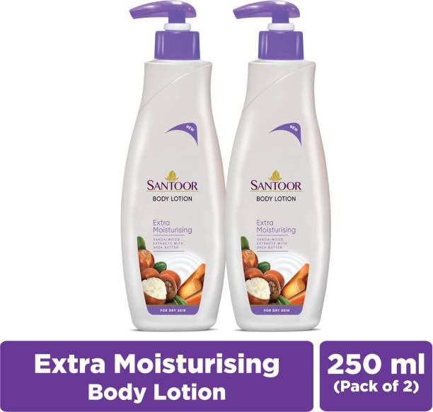 Santoor Extra Moisturising perfumed Body Lotion with Shea Butter & Sandalwood Extracts