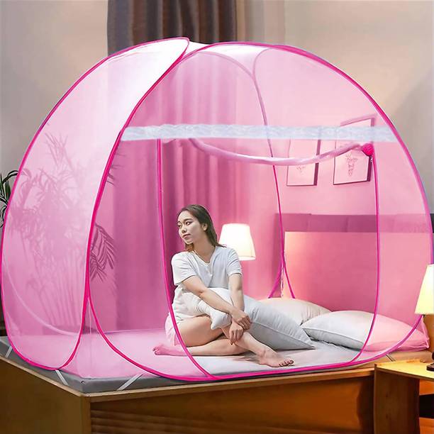 credicus Polyester Adults Washable Full Colour Mosquito Net for Double Bed King Size, Polyester, Foldable Mosquito Net