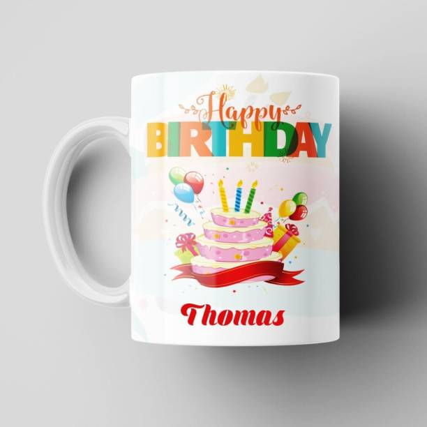 Beautum Happy Birthday Thomas Name Model No:CRB004072 White Ceramic Coffee Mug