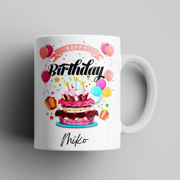 Beautum Happy Birthday Miko Name Model No:PHB001623 White Ceramic Coffee Mug