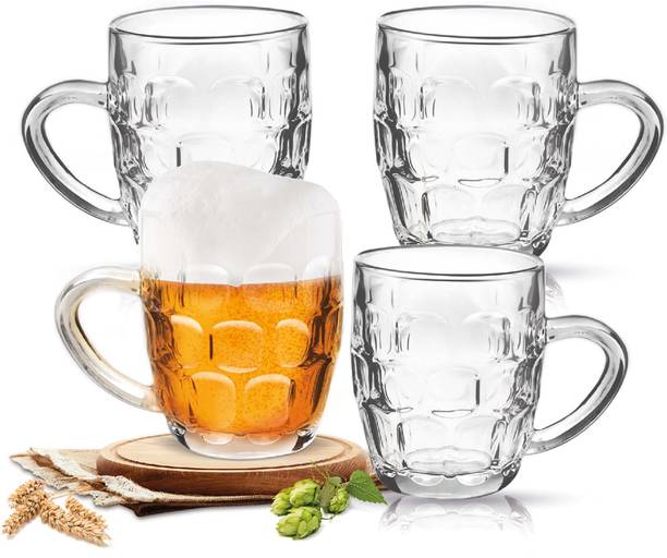 TREO Cascade Cool Glass Beer, Set of 4, 292 ml Each| Serve Whiskey | Wine | Juice Glass Beer Mug