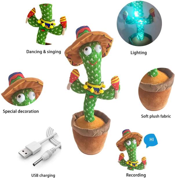 Bunic Premium Rechargeable Multifunctional Singing, Talking and Dancing Cactus Toy