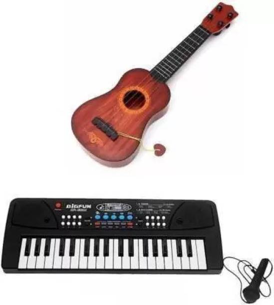 Anushka Toys combo 37 keys piano keyboard with wooden guitar for kids