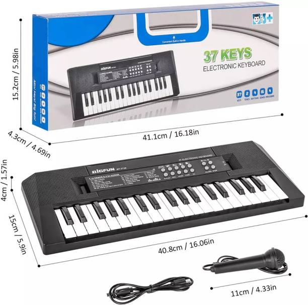KOKEE TOYS USB DC Power 37Keys Musical Learning Keyboard Piano for Kids|Girls|Boys